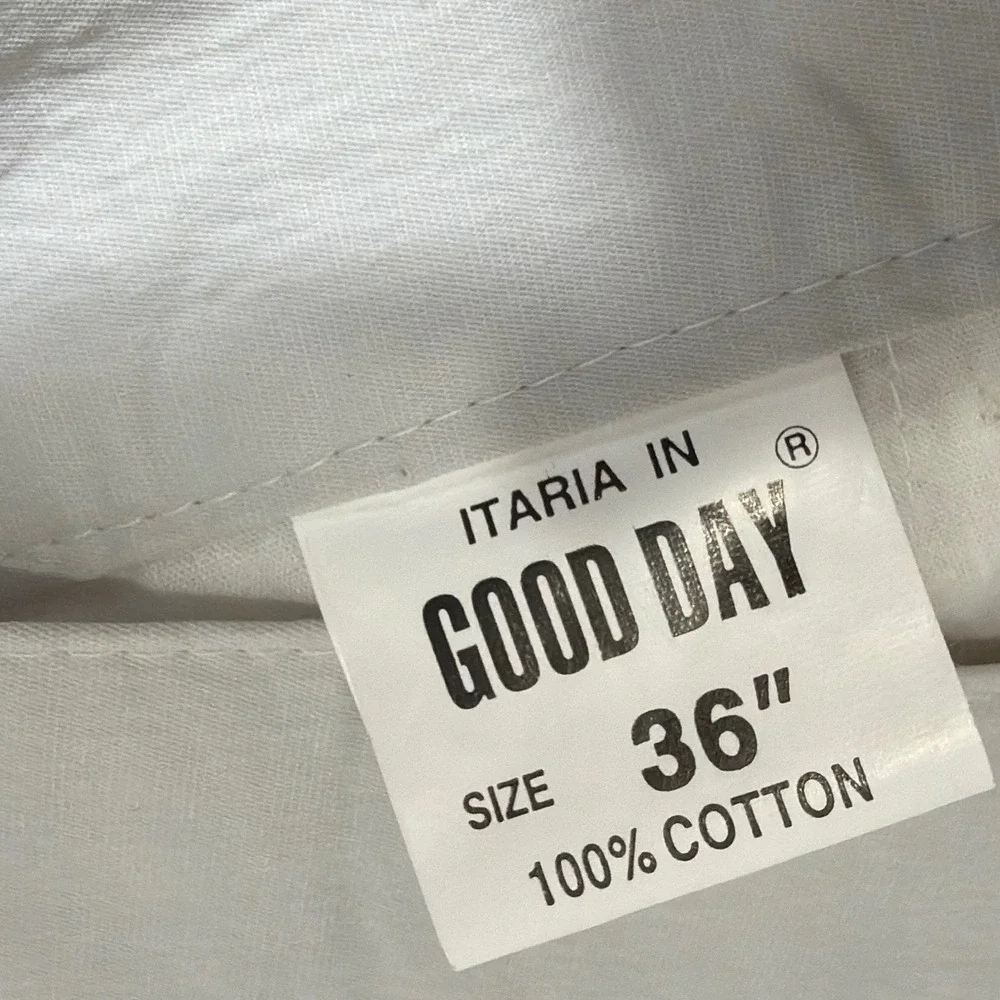 Good Day‎ Goods Mens White Pleated Cotton Trousers Size 36 Straight Leg Casual